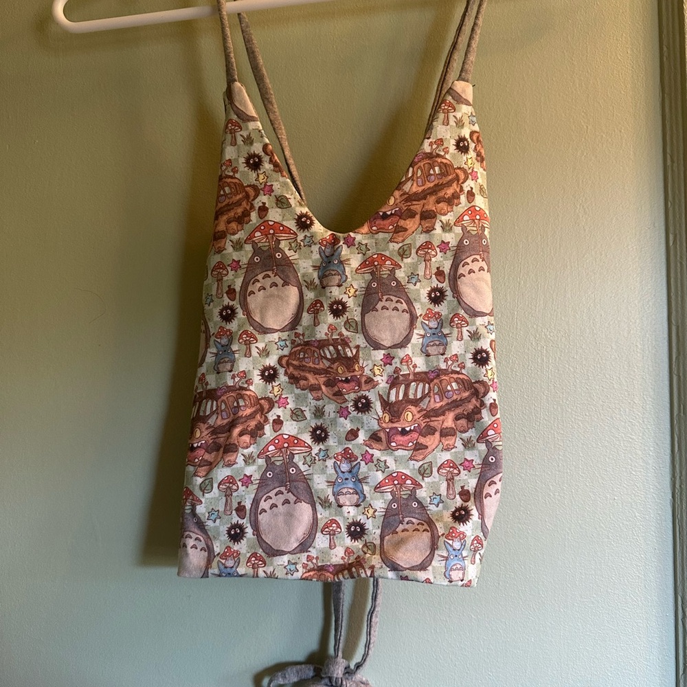 Cute Totoro Print Crop Tank Top